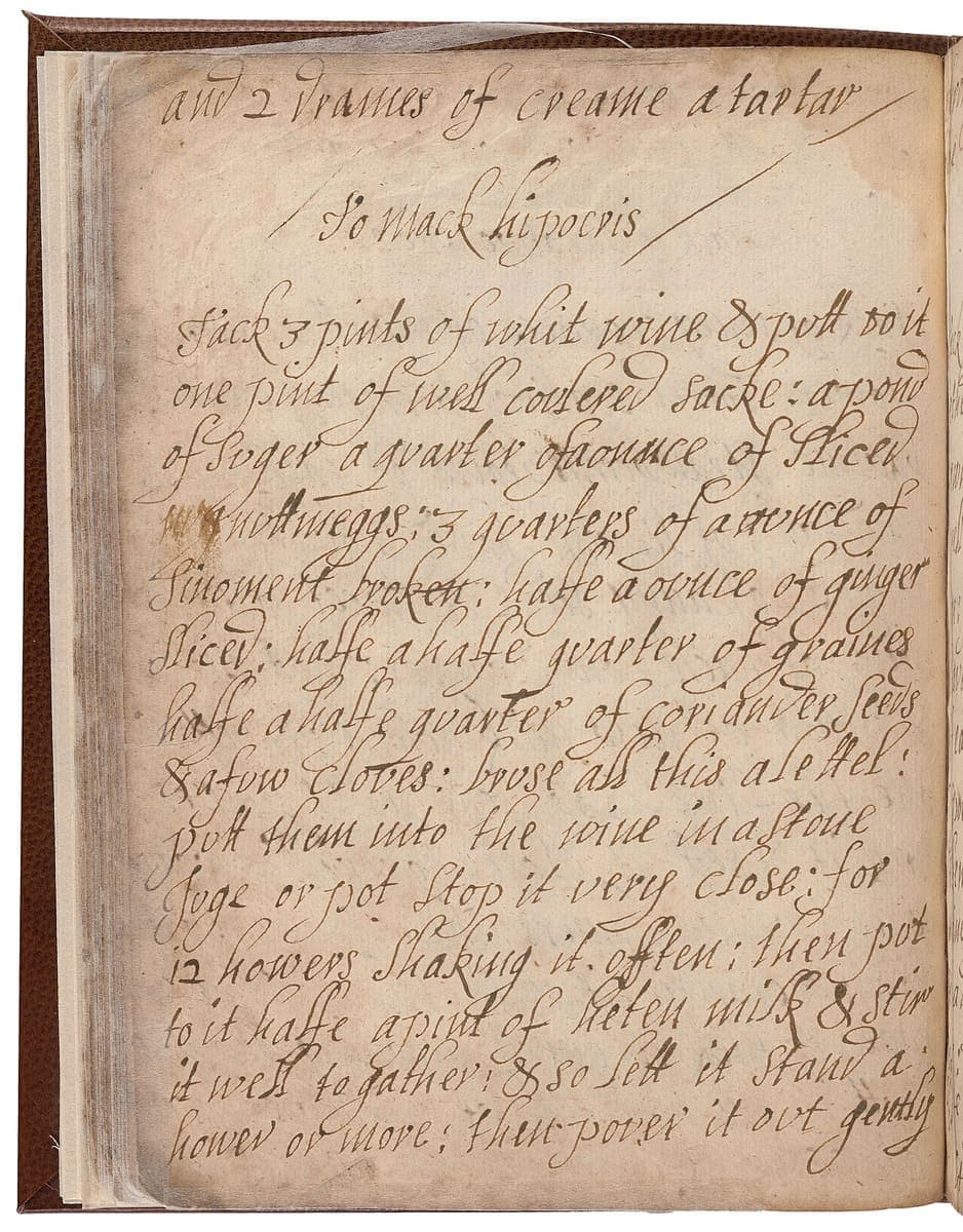 A page of a seventeenth-century household receipt book with a centred heading and a dozen lines of large, looped handwriting