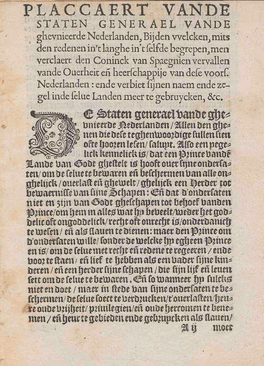 Printed page in gothic type with a roman-letter title, a decorated initial D and a catchword at the foot