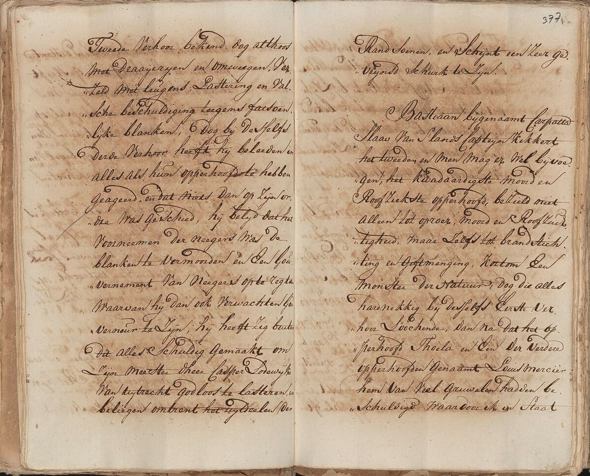 Opening of a bound register in a round eighteenth-century hand, with quotation marks running down the left edge of each continued line and a folio number at the top right