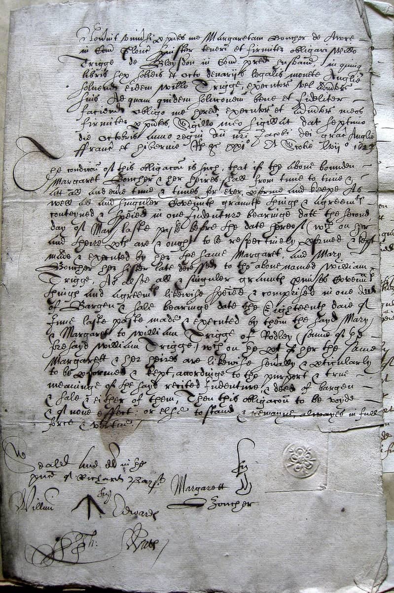 A single sheet of vellum written in a fluent secretary hand, creased where it was folded, with a large drawn mark at the lower right