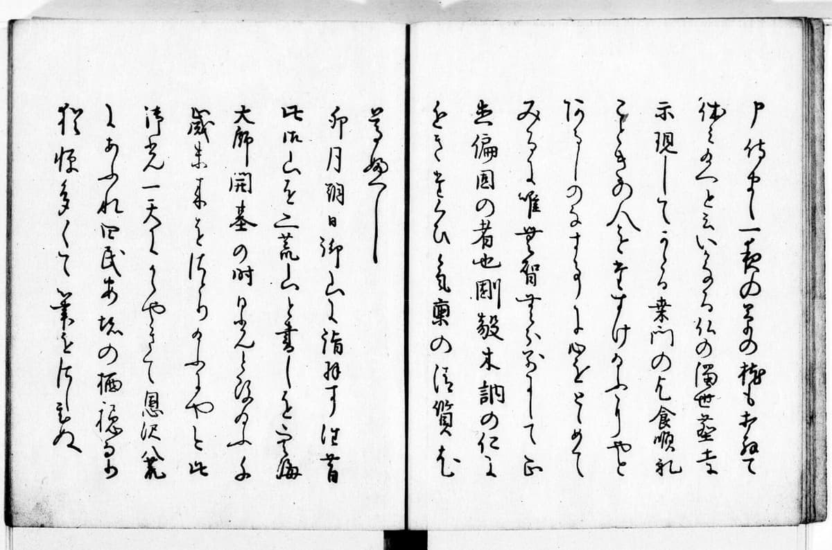 Two printed pages of a travel account in carved cursive script, columns running the full height of the ruled frame